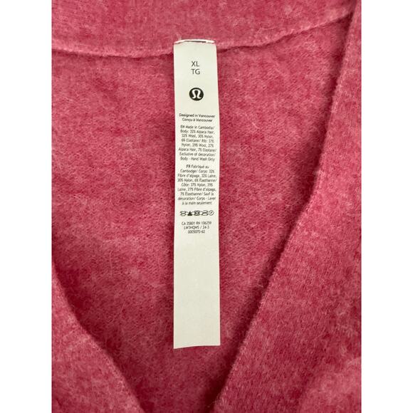 (XL) $148 NWT Lululemon Alpaca Wool-Blend Cardigan Sweater Heathered Chroma Pink - Picture 5 of 9